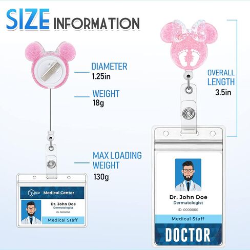 NICU Badge Reel Holder Retractable with ID Clip for Nurse Nursing Name Tag Card Cute Cartoon Labor and Delivery Pediatric Nursing Student Teacher Doctor RN Medical Assistant Work Alligator Clip in Saudi Arabia