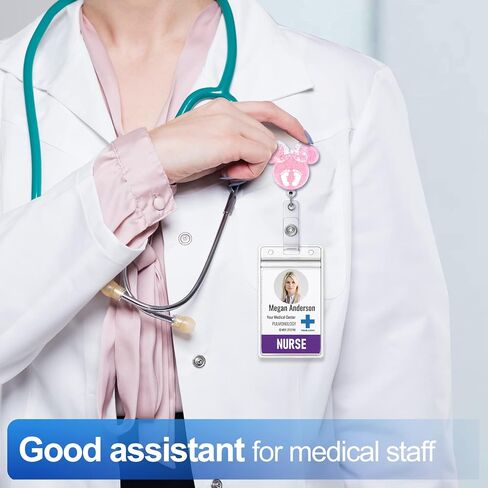 NICU Badge Reel Holder Retractable with ID Clip for Nurse Nursing Name Tag Card Cute Cartoon Labor and Delivery Pediatric Nursing Student Teacher Doctor RN Medical Assistant Work Alligator Clip in Saudi Arabia