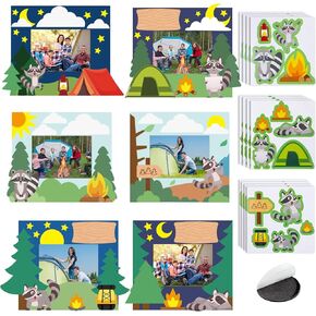24 مجموعة من إطارات الصور المغناطيسية للتخييم للأطفال I Love Camp Raccoon DIY إطار صور للتخييم إطار حرفي لتزيين المنزل في الفصل الدراسي