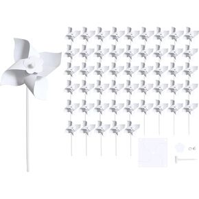 Rodudu 50 Pcs Paper DIY Pinwheels Craft, Handmade White Blank for Kids Boys Girls School Group Daycare Craft Home Work Activities Party