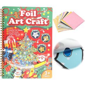 NQEUEPN Christmas Craft for Kids, Creative Christmas Art & Craft Kit Fun Christmas Foil Art Colorful Foil Sheet Christmas Foil Art-Book Activity Supplies for Kids