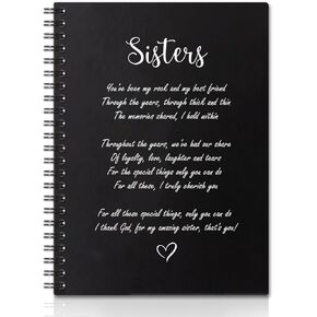Sisters Hardcover 160 Pages Spiral Notebooks, Funny Inspirational Quotes Notebook Gift for Women Sister BFF, Sister Graduation Birthday Gifts from Sister Brother