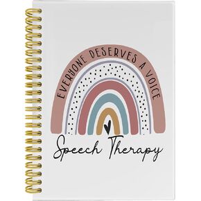 Speech Therapy Notebook Journal, Speech Pathologist Gifts, Speech Language Pathologist Gifts, SLP Gifts, Everyone Deserves a Voice Rainbow Spiral Notebook 5.5x8.3 with 164 Pages