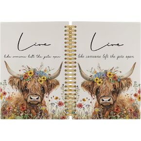 Inspirational Positive Cow Journal Notebook - Rustic Sunflower Western Cow Notebooks College Ruled for Work School, Gifts for Farmer, Office Supplies, Hardcover Spiral Notebook 5.5"x8.3"