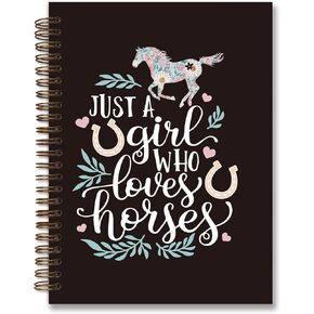 Just A Girl Who Loves Horses Notebook,Gifts for Horse Lovers,Floral College Ruled Notebook for Work Writing Journaling,Hardcover Spiral Notebook for Offices Schools Classrooms