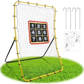 Soccer Rebounder Bounce Back Net, 3.3×3.3FT Baseball Rebounder Net, Adjustable Angle All Ages Soccer Rebounder Training Equipment, Soccer Themed Gifts for Backyard Soccer Practice