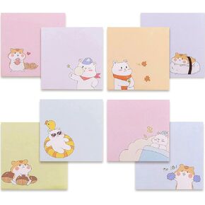 8 Pack Cute Sticky Notes Kawaii Sticky Notes Memo Pad Hamster & Bear Self-Stick Note Pads 2.85x2.85 Inch Sticky Note Pads for Girls Kids Students School Home Office (640 Sheets), 8 Pads 80 Sheets/Pad