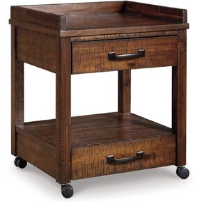 Signature Design by Ashley Baldridge Rustic Industrial Office Printer Stand with Storage, Brown