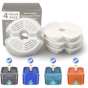 Replacement Carbon Filters Compatible with SMART ELEPHANT 67oz/2L Pet Water Fountains, for Pet Water Dispensers, 4 Pcs
