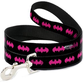 Dog Leash Batman Signal Black Fuchsia 6 Feet Long 1.0 Inch Wide