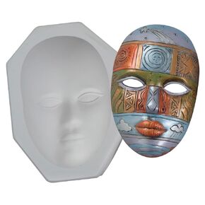 Mayco Plain Plaster Face Mask Mold, 9 x 5 Inches, White