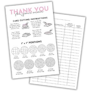 Cake Cutting Guide Servine Instruction Care Cards Map | 30pk 5.5x8.5" Round Square Dessert Baker Template Grid Chart Table Board with Measurements Wedding