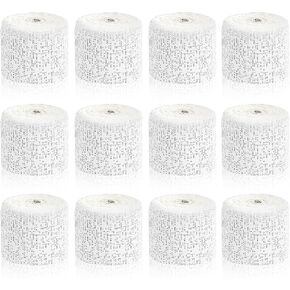 12 Rolls Plaster Strips Plaster Gauze Plaster Bandages Plaster Cloth Plaster Wrap Rolls for DIY Hobby Crafts, Belly Cast, Body Molds, Mask Making, Scenery Art, 6 x 106 Inches
