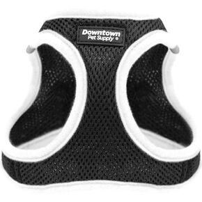 Downtown Pet Supply Step in Dog Harness No Pull, XX-Large, Black w/White Trim - Adjustable Harness with Padded Mesh Fabric and Reflective Trim - Buckle Strap Harness for Dogs