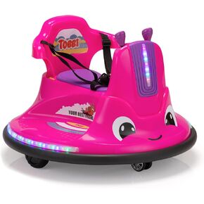 TOBBI Toddlers Bumper Car, 12v Baby Electric Ride On Snail Shape Toy with Remote Control/Children DIY Funny Stickers/360 Degree Spin for Kids of Ages 1.5-9 (Purper)
