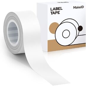 MakeID L1 E1 Label Maker Tape Refills, 9mm x 4m (0.35" x 13') Continuous Sticker Thermal Laminated Waterproof Self-Adhesive Multipurpose Labeling Tape Replacement