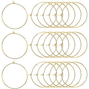 BronaGrand 100 Pieces Gold Wine Glass Charm Rings Earring Hoops 25mm