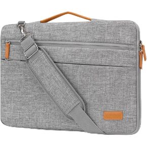 MOSISO 360 Protective Laptop Shoulder Bag, 15-15.6 inch Side Open Computer Bag Compatible with MacBook Pro 16 inch, HP, Dell, Lenovo, Asus Notebook with 2 Bevel Horizontal Pockets & Handle, Gray