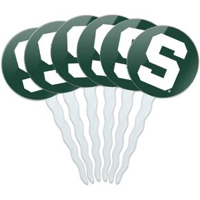 GRAPHICS & MORE Michigan State Block S Cupcake Picks Toppers Decoration Set of 6