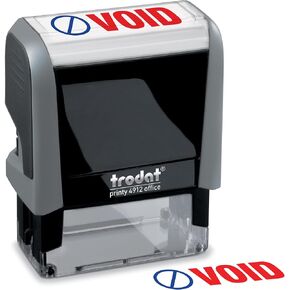 Trodat Stamp 4912 Office Printy with English Text Void – Self Inking, Red and Blue Ink, Impression Size 3/4" x 1-7/8"