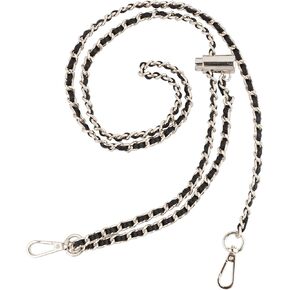 AUEAR, 47 Inch Adjustable Purse Chain Straps Metal Microfiber Leather Purse Chain Replacement for Shoulder Cross Body Bag Handbag (Silver)