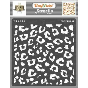 CrafTreat Reusable Cheetah Print Stencil for Crafts - Cheetah Skin Pattern Stencil 6X6 Inch - Cake Stencils & Templates, Leopard Print Stencils for Furniture Painting - Animal Skin Stencils for Cakes