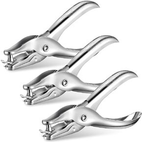Shappy 3 Pack Metal Hole Punchers Single Hole Punch Paper Puncher Ticket for School, Home and Office(1/8 Inch Hole)