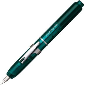 Curidas Retractable Fountain Pen Urban Green Extra Fine Point Knock Type Fountain Pen PKN-7000#43-EF With Kanji LOVE Sticker