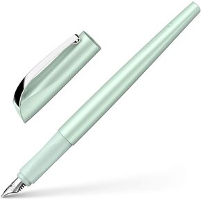 Schneider Callissima Calligraphy Fountain Pen, 1.5 mm, Refillable, Metallic Mint Barrel, Bermuda Blue Ink Cartridge (163811)