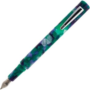 Monteverde MVP Fountain Pen Green Abstracts - Extra Fine Nib - Compact & Versatile Mini Pocket Pen - JoWo German-Made Nib - Cartridge & Eyedropper Fill
