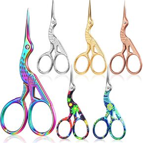 Honoson 10 Pcs Embroidery Bird Scissors Bulk 3.6" Small Stork Vintage Crane Stainless Steel Rainbow Sewing Needlepoint Scissors DIY Tools (Bright Color)