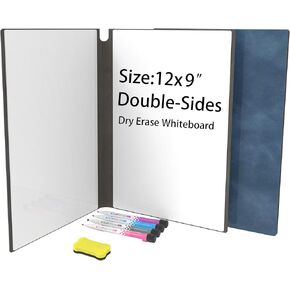 Portable Whiteboard Notebook, Small Dry Erase White Board with Leather Cover, Double Sides Whiteboard Suitable for Use at School,Office and Home. (Pink)
