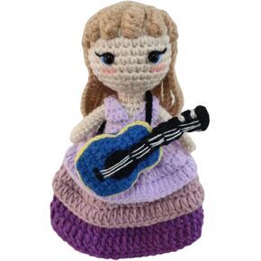 Artisanal Handmade Crochet Finished Plush Doll, Doll in Purple Ball Gown Ballgown