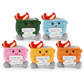 7 PCS Emotional Support Dumpster Fire Crochet, Funny Mini Handmade Doll with Encouragement Card, Cute Stocking Stuffers for Women Friend Men Estile 3