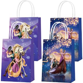 KGNZUIZIU 16 Pcs Rapunzel Tangled Party Supplies, Cartoon Theme Party Paper Tote Bags Candy Bags For Boys Girls Kids Theme Birthday Party Decoration Goodie Bags