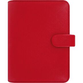 Filofax Saffiano Organizer, Pocket Size, Poppy - Cross-Grain, Leather-Look, Six Rings, Week-to-View Calendar Diary, Multilingual, 2025 (C022471-25)