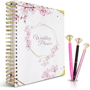 Wedding Planner Book and Organizer for The Bride, Wedding Notebook with a Set of 3 Diamond Pens