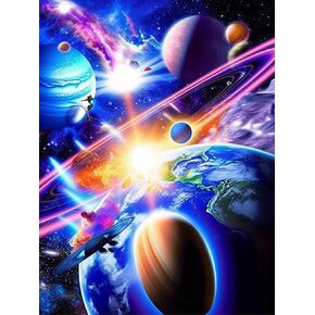 VAIIEYO Diamond Art Kits for Adults Galaxy, Diamond Painting Solar System, Paint by Numbers Universe Full Drill for Home Wall Decor Gift 12x16 inch