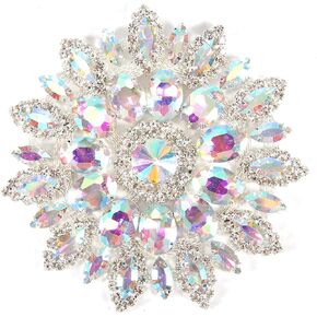 Crystal Glass Rhinestones Decoration, 11cm / 4.3in Crystal Jewelry Chain Rhinestones for Wedding Dress Decoration DIY Clothes Shoe Bag Mobile Phone Case Jewelry Making (AB color silver base)