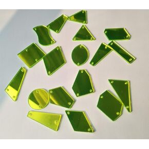 MEYA Sew On Fluorescent Yellow Mirror Rhinestones, Flat-Back Acrylic Mirrored Beads for Costume Wedding Dress Accesories 50PCS
