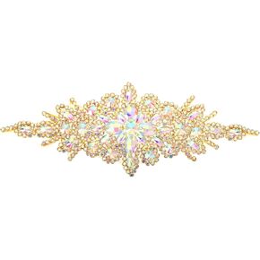 Uxcell كريستال حجر الراين زين، خياطة على زين فستان الزفاف للنساء DIY حفلة موسيقية، AB، فضي، قطعة واحدة in Kuwait