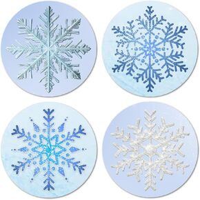 40 Snowflakes Stickers, 2 Inch Big Round Glossy Labels, Great for Holiday Merry Christmas Season Gifts, Gift Bag, Cards, Envelopes, Boxes, Tags, and Supplies. Made in USA