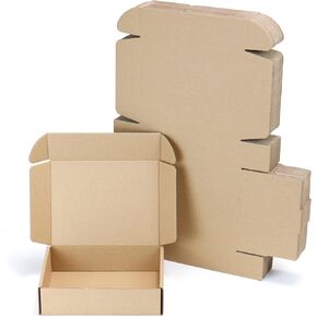 Flamorrow 25Pack 8 x 6 x 2 Inch Shipping Boxes, Small Corrugated Cardboard Box, Packaging Boxes for Gift Wrapping, Mailer, Small Business, Brown in Saudi Arabia