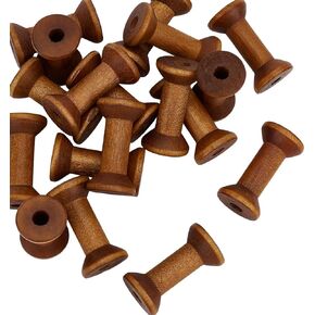FINGERINSPIRE 20 PCS Wooden Empty Spool Wooden Ribbon Spools Empty Craft Spools 1.5x0.8inch Wooden Ribbon Spools Wooden Craft Spools Natural Wire Wooden Spools Wood Thread Bobbins for Crafts