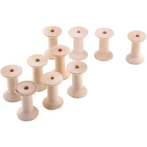 10pcs Wooden Spools, Empty Sewing Spools Color Sewing Bobbins Sewing Thread Ribbon Holder for Arts and Crafts, Wire Rope Chain Thread Roll, 1.85 x 1.22 Inch