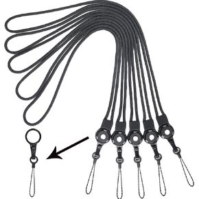 YOUOWO 5 Pack Lanyards Detachable Neck Lanyard for Pen Phone id Badges Holder Keys Office Name Badges ID Card Cell USB Sticks Black Lanyard Strap Whistles iPod
