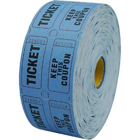 DNB 4000 Pairs Raffle Tickets - 4 Color Set of 1000 2 x 2 Inch 50/50 Double Roll Raffle Tickets - Blue/Yellow/Red/Green