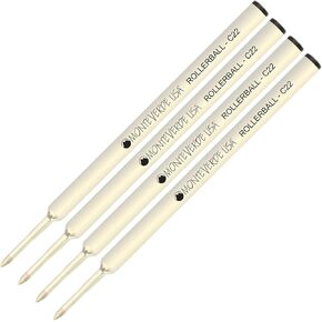 Lanier Combo Pack - 4 Pack - Monteverde® Rollerball C22 Paste Ink Refill Compatible with Most Cross® Style Rollerball Pens - Black (Fine Tip 0.6mm)