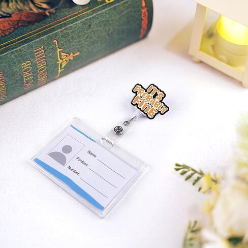 Funny Badge Reel Retractable with ID Clip Capybara Acrylic Name Badge Accessory for RN CNA Nurse Nursing Office Women Man in Kuwait
