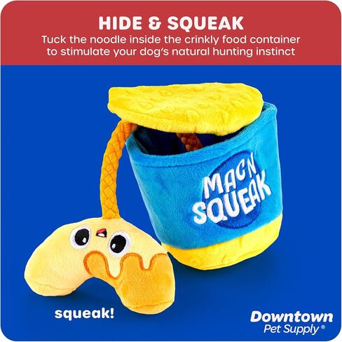 Downtown Pet Supply - Mac and Cheese Plush Toy - Squeaky Dog Toy - Crinkle Dog Toy - Rope Dog Toy - Durable Dog Toys for Small, Medium & Large Dogs - 1 Pack in Kuwait